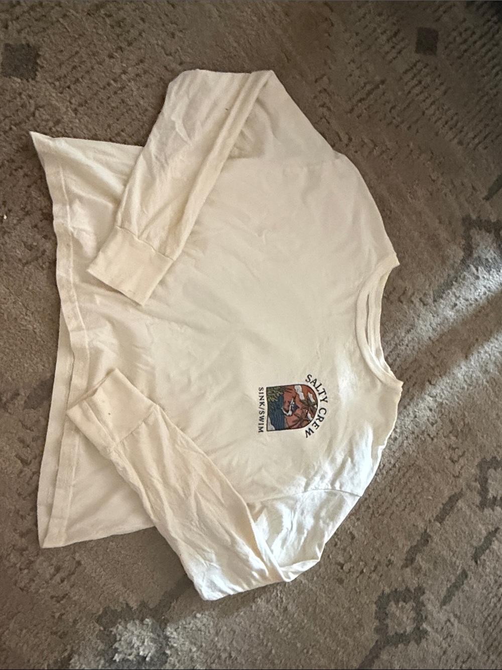 Salty Crew Long Sleeve Tee - Cream with Multicolor Chest Graphic